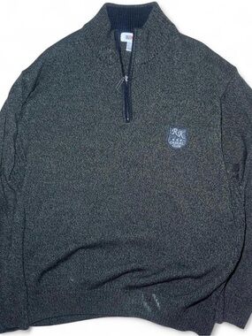 Men's Roger Kent Casual Club Dark Brown Quarter-Zip Sweater Pullover Mock Neck